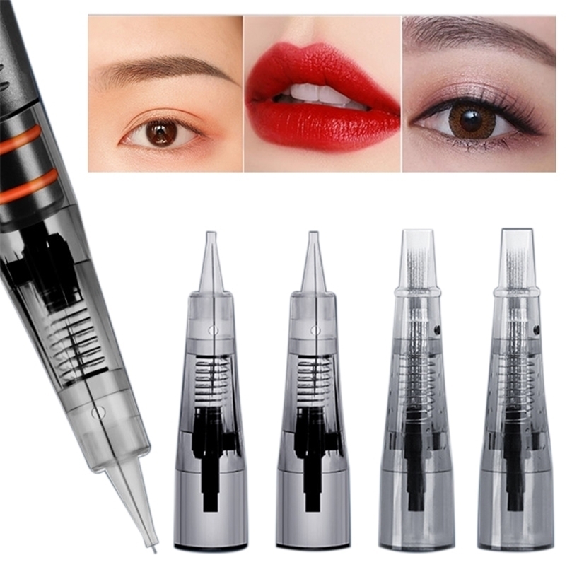 Tattoo Needles Safety Makeup Microblading Needles Eyebrow Lip Tattoo Needle Cartridges Semi Body Permanent Makeup Accessories Tools Supplies 220916