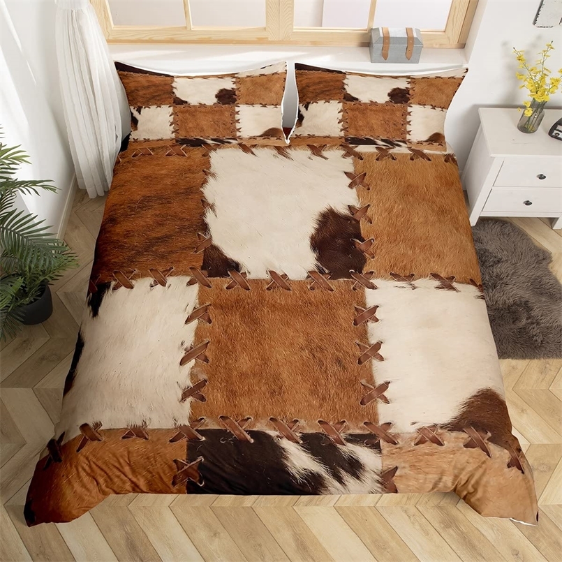 Bedding sets Cowhide Duvet Cover Set Size Patchwork Cow Fur Print Farm Animal Microfiber Western Farmhouse Style Quilt 220919
Bedding sets Cowhide Duvet Cover Set Size Patchwork Cow Fur Print Farm Animal Microfiber Western Farmhouse Style Quilt 220919