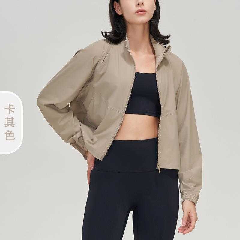 Zipper Casual Fitness Jacket Loose Running Yoga Coat Women's Top Sun Protection Sports Gym Shirt