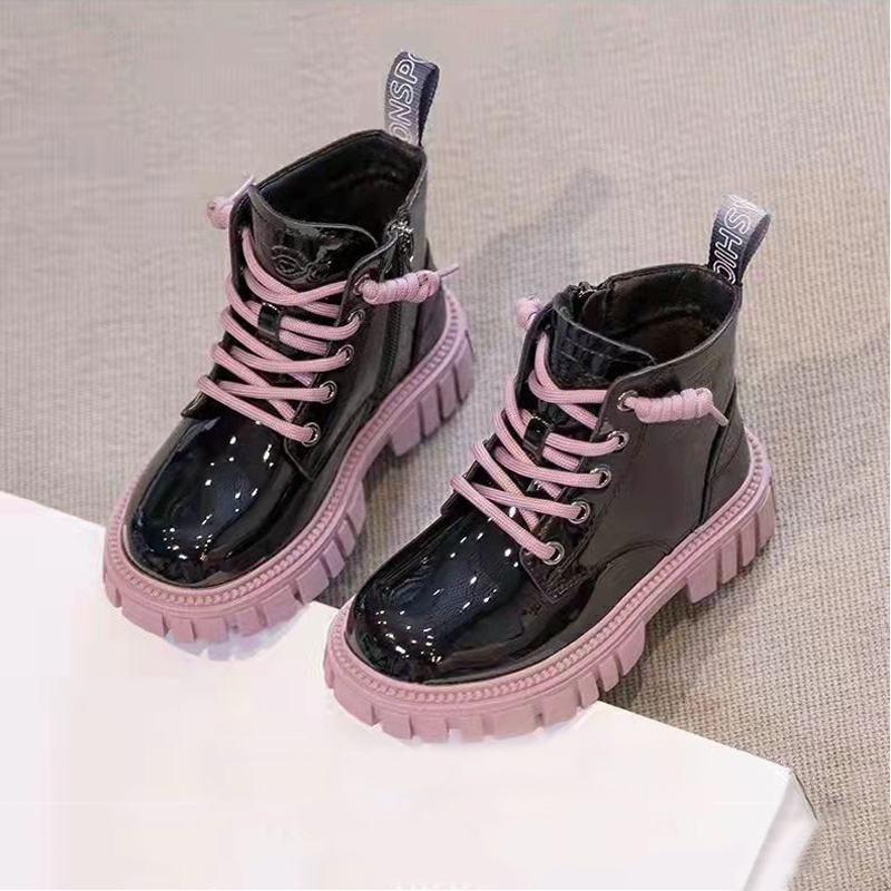 Boots Winter Children Shoes PU Leather Waterproof Martin Kids Snow Girls Boys Rubber Fashion Sneakers 220919