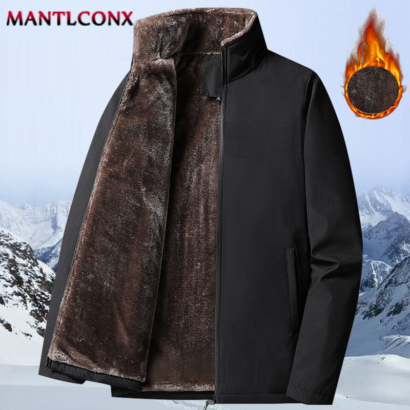 Men's Jackets MANTLCONX Men's Winter Jackets Thick Stand Collar Parka Men Coats Casual Warm Fleece Cotton Mens Jackets Male Clothing 4XL 5XL