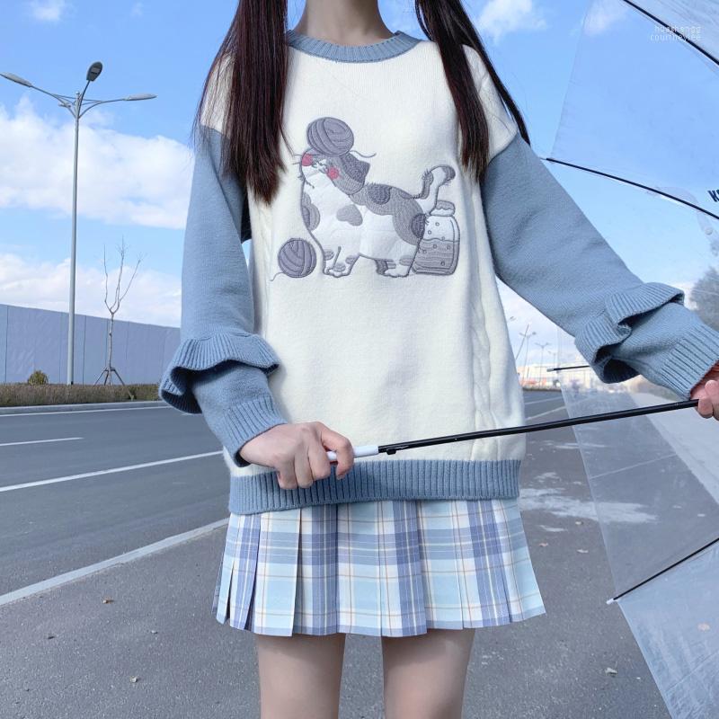 Women's Sweaters Women's Cute Cat Teen Girls Knitted Sweater Women Jumper 2022 Winter Japan Kawaii Vintage Ruffle Korean Fashion Long, Blue white
Women's Sweaters Women's Cute Cat Teen Girls Knitted Sweater Women Jumper 2022 Winter Japan Kawaii Vintage Ruffle Korean Fashion Long, Blue white