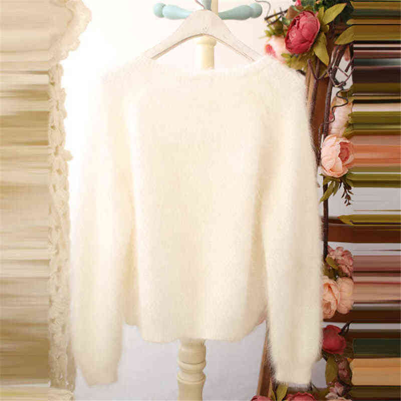 Women's Sweaters Korean Fashion Women Sweaters 2022 New Arrival Autumn And Winter Mohair Female Sweater White Ohals Sweater Dress PZ3985 J220915