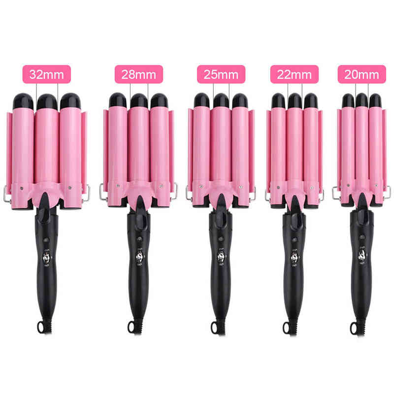 Hair Curlers Straighteners 3 Barrel Curling Iron Wand Temperature Adjustable 5 Size Perm Splint Ceramic Triple Barrels Hair Waver
