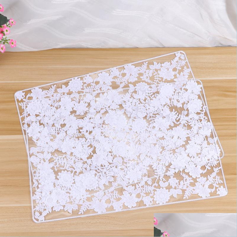 Mats Pads 2 Pcs Color Transparent Pp Placemat Beautif Lace Flower Drink Waterproof Anti-Slip Table Mat Square Coffee Mug B Drop Deli Dhbkg
Mats Pads 2 Pcs Color Transparent Pp Placemat Beautif Lace Flower Drink Waterproof Anti-Slip Table Mat Square Coffee Mug B Drop Deli Dhbkg
