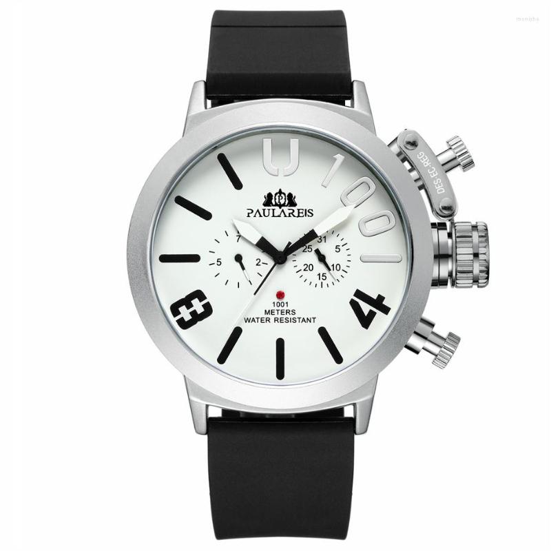 Wristwatches Automatic Self Wind Mechanical Rubber Strap Black Silver Boat Case Orange Blue Yellow Grey Classic U Men Watch, Black white dial
Wristwatches Automatic Self Wind Mechanical Rubber Strap Black Silver Boat Case Orange Blue Yellow Grey Classic U Men Watch, Black white dial