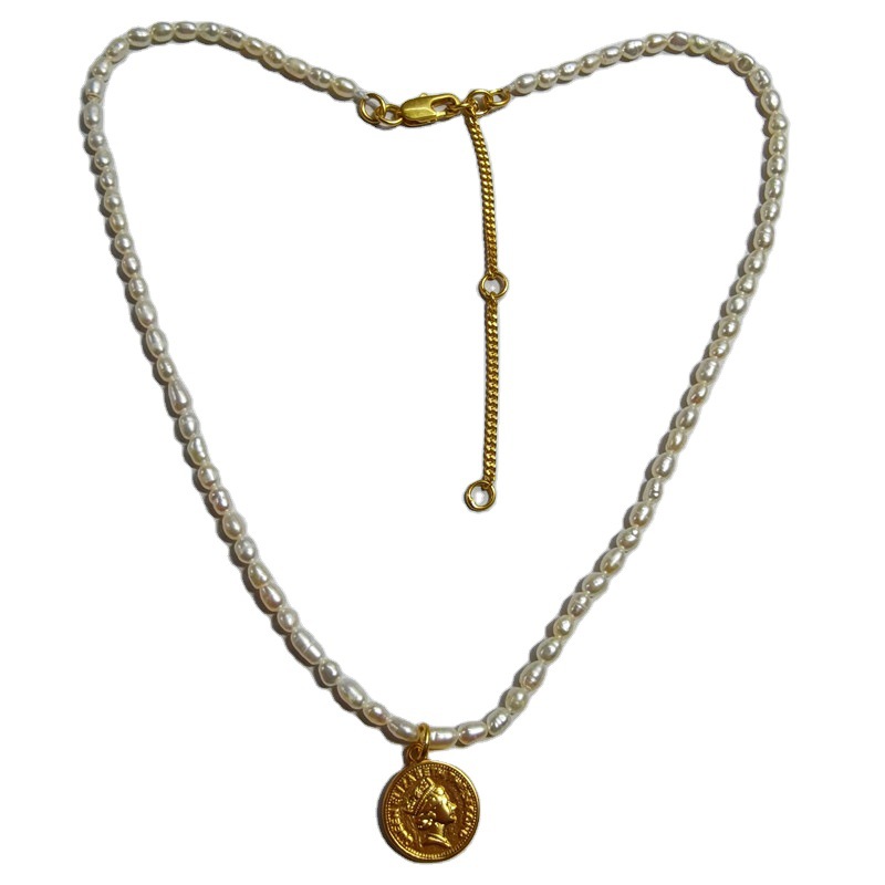 Fresh Water Pearl Queen Elizabeth Head Pendant Necklace for Gift