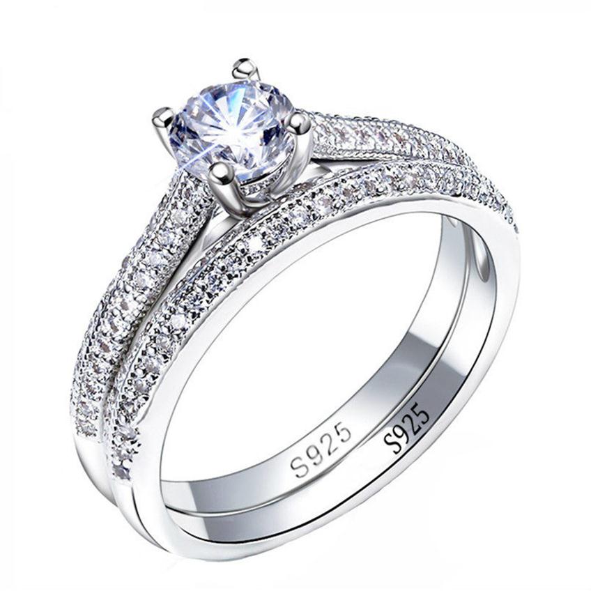 925 Silver Rings For Women Simple Design Double Stackable Fashion Jewelry Bridal Sets Wedding Engagement Ring Accessory302g
925 Silver Rings For Women Simple Design Double Stackable Fashion Jewelry Bridal Sets Wedding Engagement Ring Accessory302g