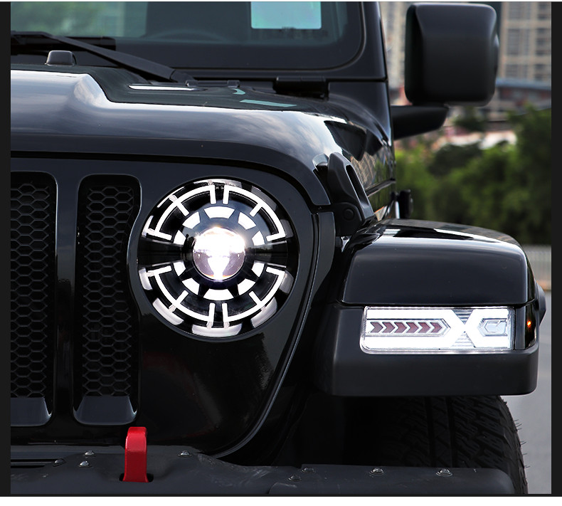 Car LED Headlights for Jeep Wrangler 20 18-2021 Head Lights High Beam Daytime Running Headlight Angel Eye Turn Signal