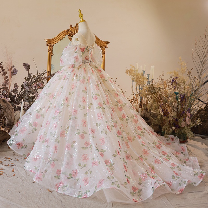 Flower Girl Dress Tulle Beading Appliqued girl Pageant Dresses For Girls ball gown First holy Communion Dresses Kids Wear