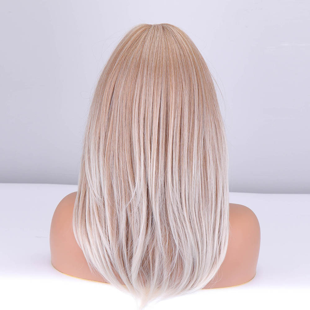 Womens Fashion Straight Hair Wigs Bangs Party Cosplay Fashion Nature Wig Pink Wave wig for Lays