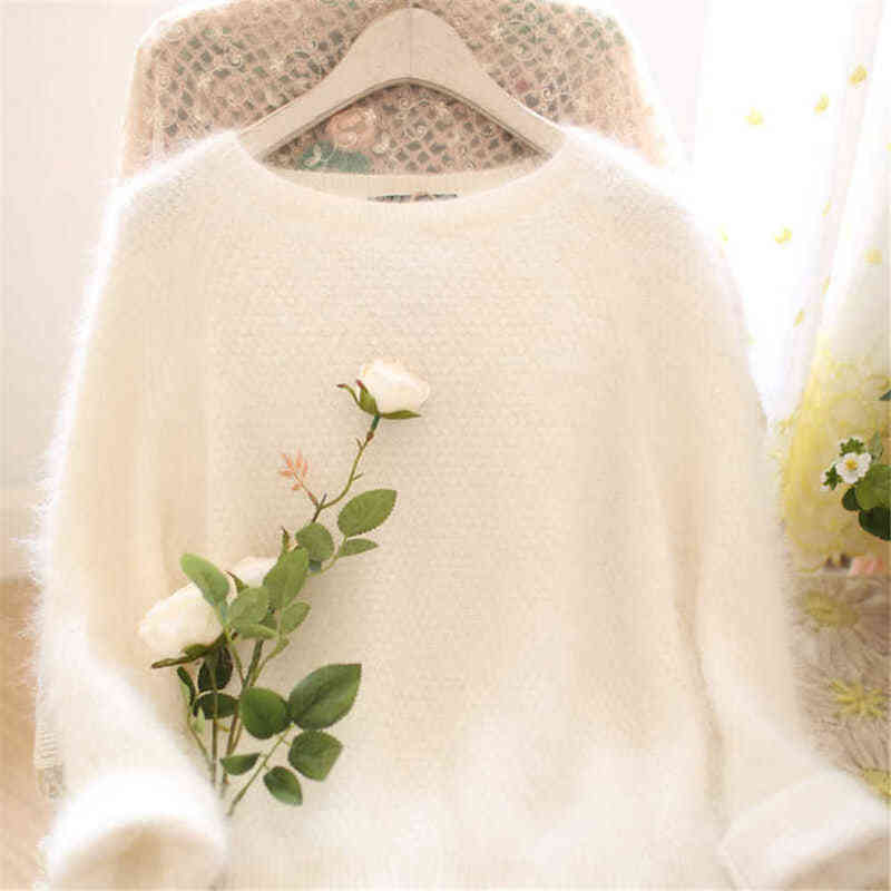Women's Sweaters Korean Fashion Women Sweaters 2022 New Arrival Autumn And Winter Mohair Female Sweater White Ohals Sweater Dress PZ3985 J220915