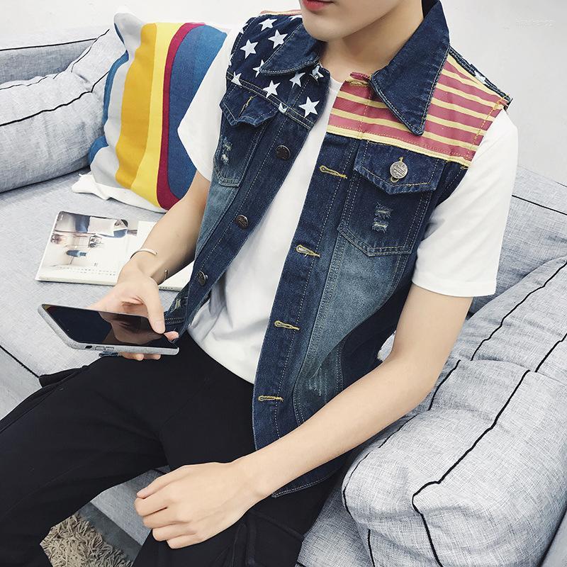 Men' Jackets Men' Fashion 2022 Spring Autumn Printed Pentagram Men' Denim Vest Men Ripped Hole Flat Waistcoat Tank Top Flag, Blue
Men' Jackets Men' Fashion 2022 Spring Autumn Printed Pentagram Men' Denim Vest Men Ripped Hole Flat Waistcoat Tank Top Flag, Blue