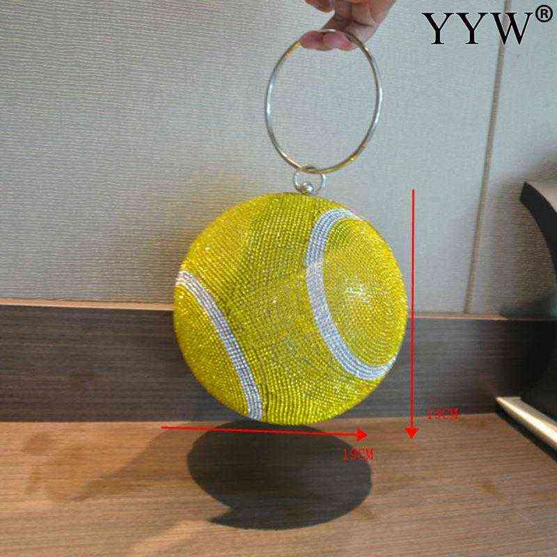 Fashion Women Clutch Bag Round Ball Bag With Rhinestone Tennis Design Ladies Girls Party Mini Wallet Female Clutches Bolsas Mujer J220719