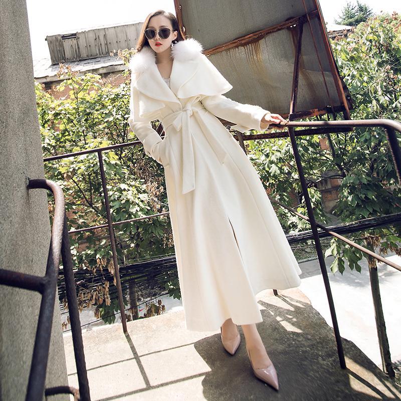 Women' Wool Women' & Blends Women Autumn Winter Real Large Fur Collar Woolen Coat Ladies Fashion Adjustable Waist Slim Skirt Parka, White
Women' Wool Women' & Blends Women Autumn Winter Real Large Fur Collar Woolen Coat Ladies Fashion Adjustable Waist Slim Skirt Parka, White