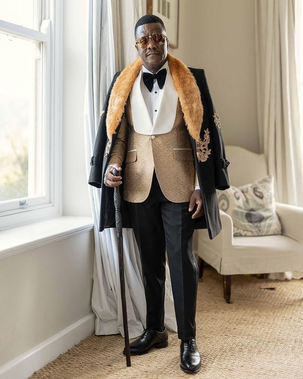 Wedding Tuxedos New Luxurious Winter Man Overcoat Long-length Plush Collar Men Suits Appliques Cashmere One-Piece Jacket Custom Made
