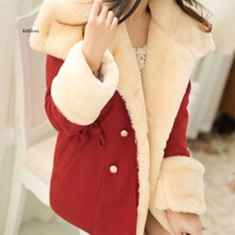 Women's Fur Faux Winter Women Long Cotton Coat Jacket Thick Plush Wool Female Hairy Overcoat Fluffy Warm Outerwear 220919