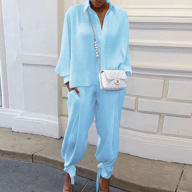 Women's Two Piece Pants Set Top And Tracksuits Casual Solid Suit Long Sleeve Loose Ropa Mujer 220919