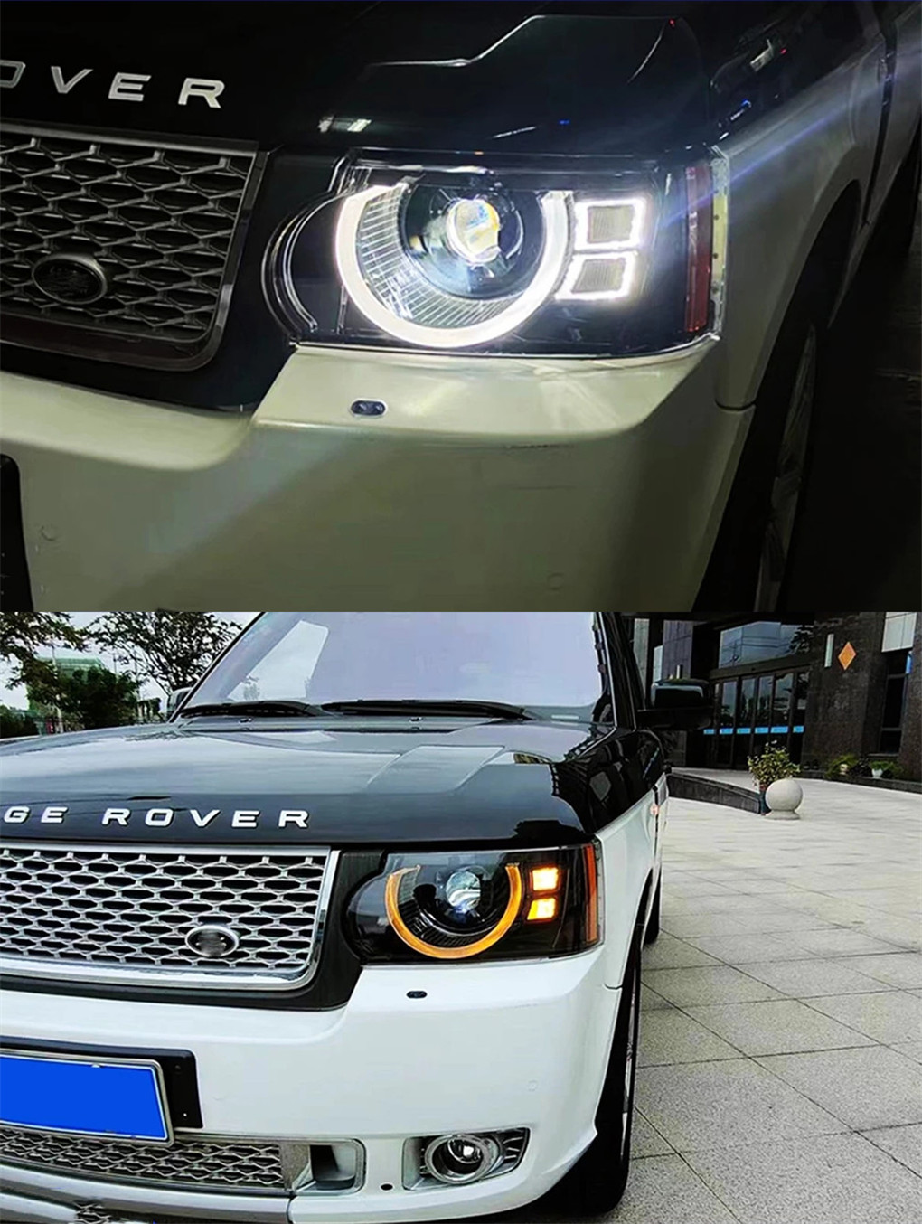 Car Headlights for Range Rover 20 05-20 13 LED Turn Signal Lights High Beam Angel Eye Head Lamp Replacement