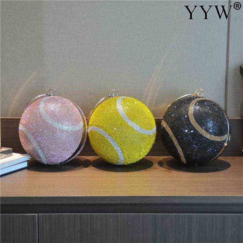 Fashion Women Clutch Bag Round Ball Bag With Rhinestone Tennis Design Ladies Girls Party Mini Wallet Female Clutches Bolsas Mujer J220719