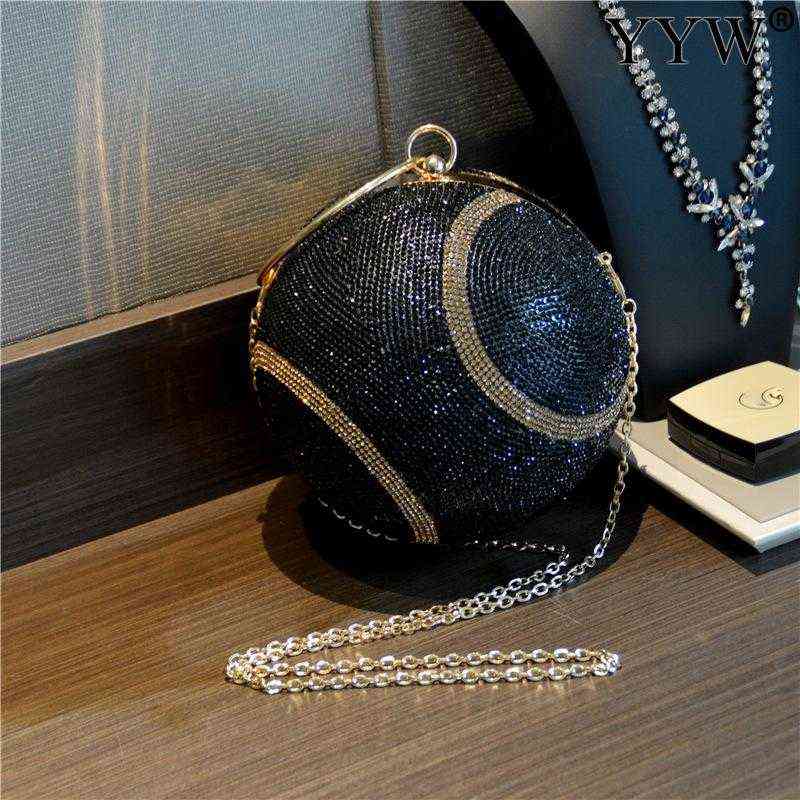 Fashion Women Clutch Bag Round Ball Bag With Rhinestone Tennis Design Ladies Girls Party Mini Wallet Female Clutches Bolsas Mujer J220719
