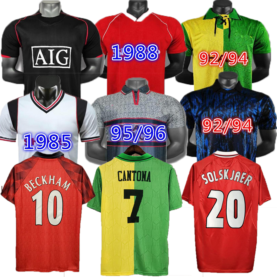 Manchester RETRO Soccer Jersey 1992 1994 1996 2002 Solskjaer Cantona Beckham UTD Classic Football Shirt Giggs United Cruyff Rooney Scholes Keane Ronaldo Maillot, Red