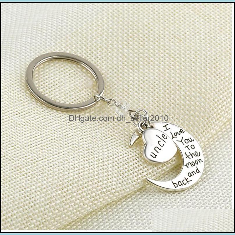 Key Rings Fashion Lettering Key Rings Mom Dad Son Daugther Family Heart Moon Alloy I Love You Sier Keychain Jewelry Gift C3 Drop Deli Dhwut