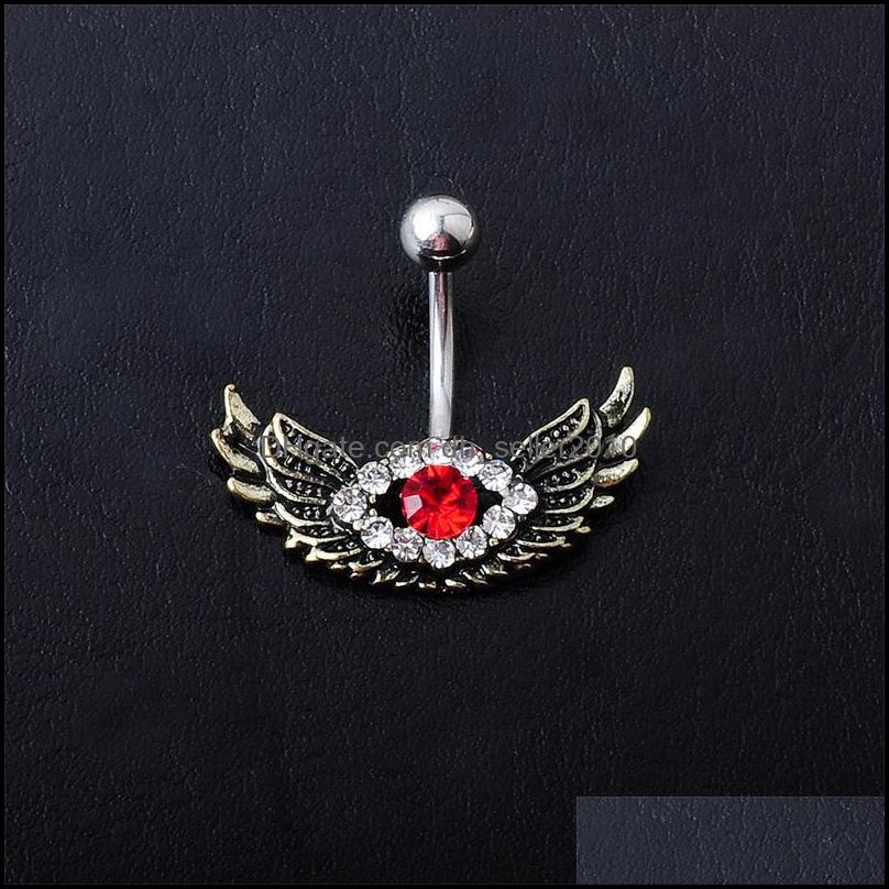 Navel Bell Button Rings 8 Colors Mix Wing Style Navel Button Ring Piercing Body Jewlery 1.6X11X5/8 Belly Jewelry Drop Delivery 2021 D Dhp9Q