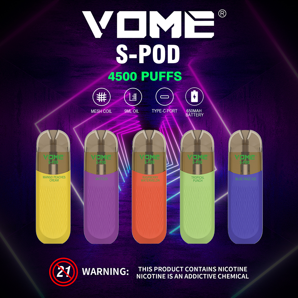 Original Disposable Vape Pen Pod Electronic Atomizer VOME S-POD 4500 Puffs 12 Flavors E Cigarettes Mesh Coil Battery Rechargable Smoke Device E cig Vaporizer Kit
Original Disposable Vape Pen Pod Electronic Atomizer VOME S-POD 4500 Puffs 12 Flavors E Cigarettes Mesh Coil Battery Rechargable Smoke Device E cig Vaporizer Kit