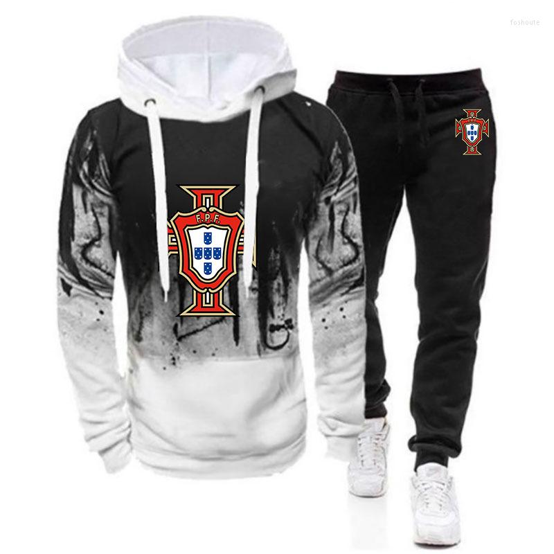 Men' Tracksuits 2022 Footballer Portugal Long Sleeves Sportwear Tops Pants Two Pieces Gradient Hoodie Fashion Casual Sweatpant Jacket Suit
Men' Tracksuits 2022 Footballer Portugal Long Sleeves Sportwear Tops Pants Two Pieces Gradient Hoodie Fashion Casual Sweatpant Jacket Suit