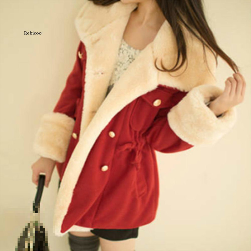 Women's Fur Faux Winter Women Long Cotton Coat Jacket Thick Plush Wool Female Hairy Overcoat Fluffy Warm Outerwear 220919