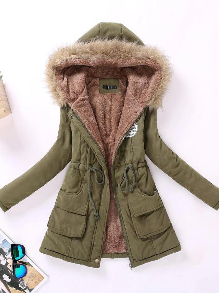 Women's Down Parkas Ailegogo Autumn Winter Women Cotton Jacket Padded Casual Slim Coat Emboridery Hooded Wadded Warm Overcoat 220919