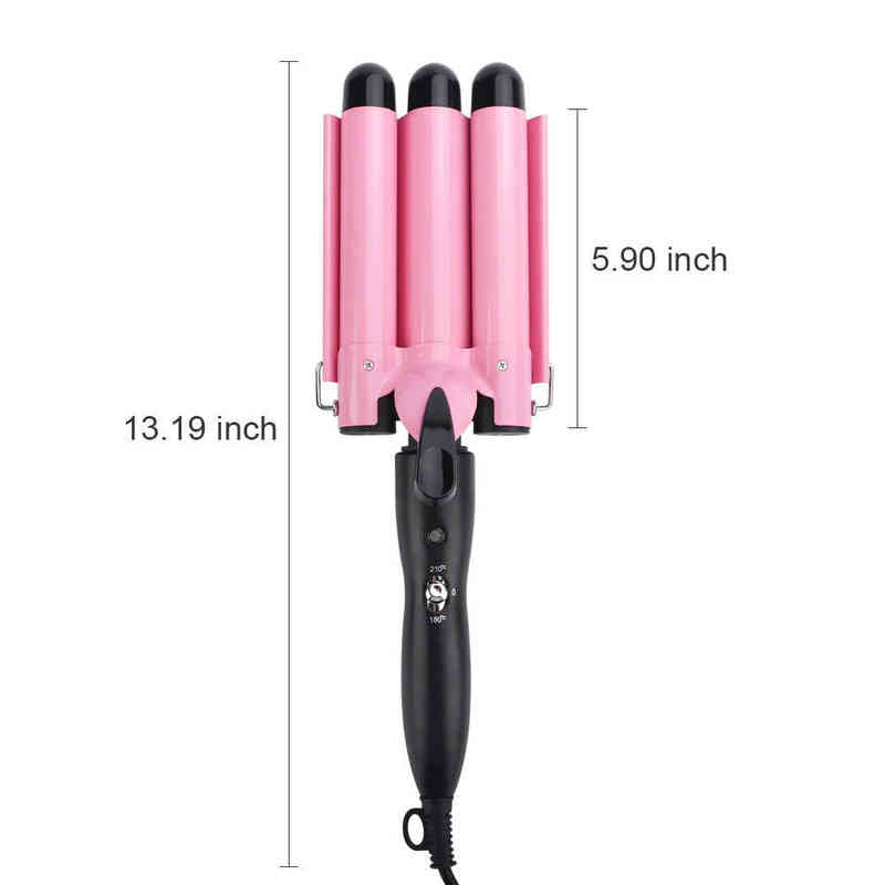 Hair Curlers Straighteners 3 Barrel Curling Iron Wand Temperature Adjustable 5 Size Perm Splint Ceramic Triple Barrels Hair Waver