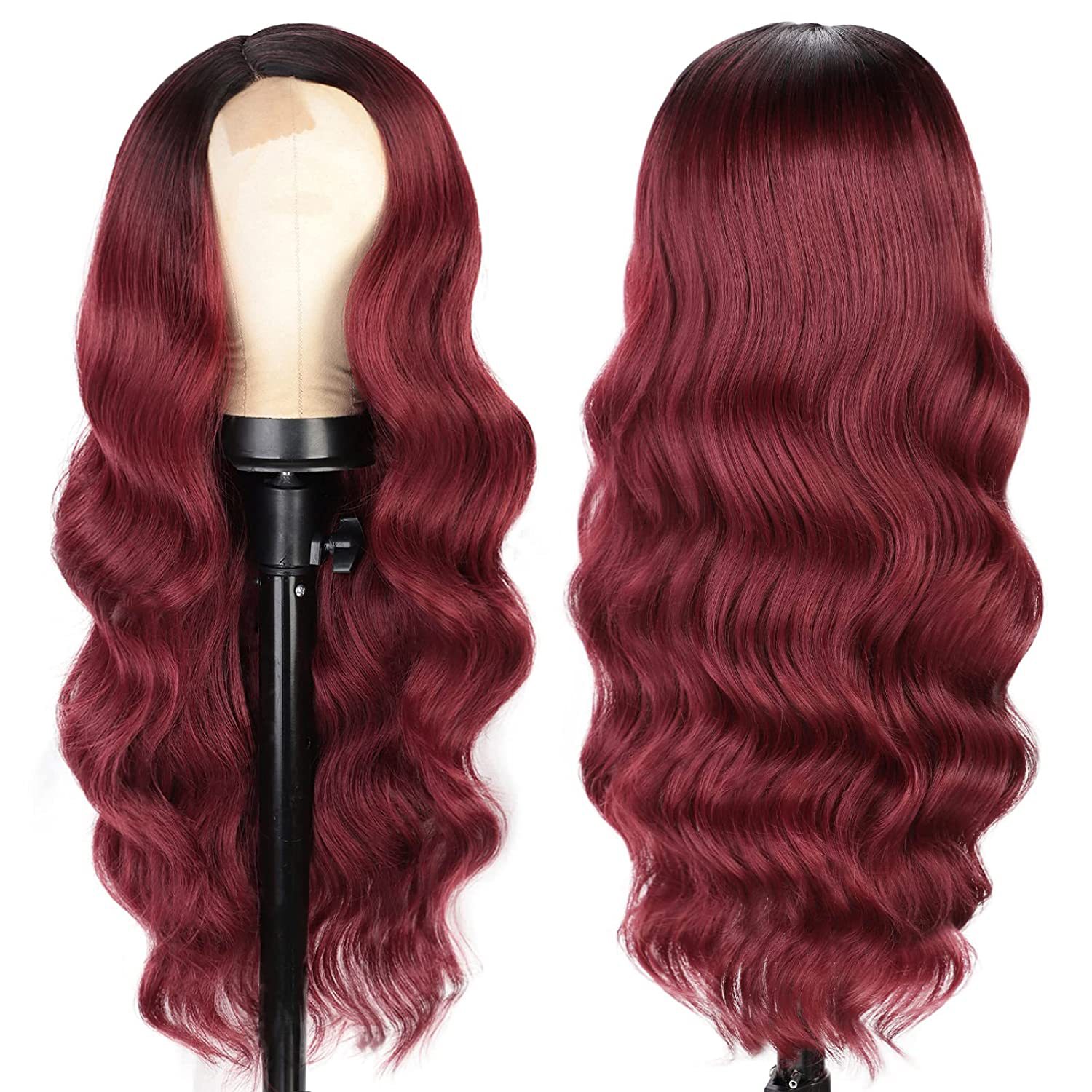 Fashion Long Wave Lace Front Hair wig for Women Black Wine Red Brown Blond Color High temperature Wigs