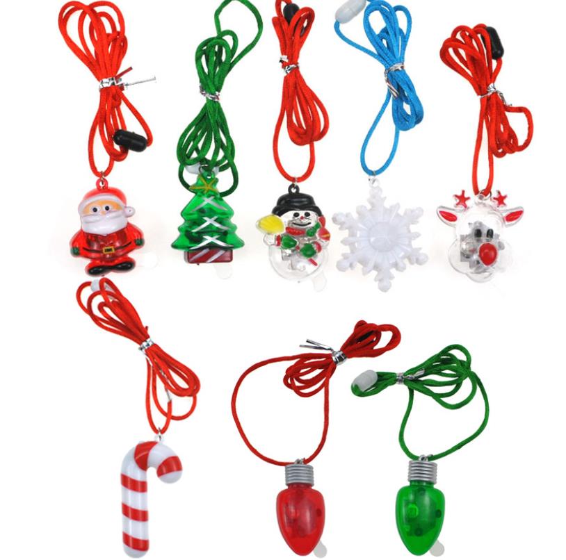 Light-Up Christmas Bulb Necklaces Jewelry Festive Holiday Flashing Pendant Necklaces Xmas Party Favors Stocking Stuffers