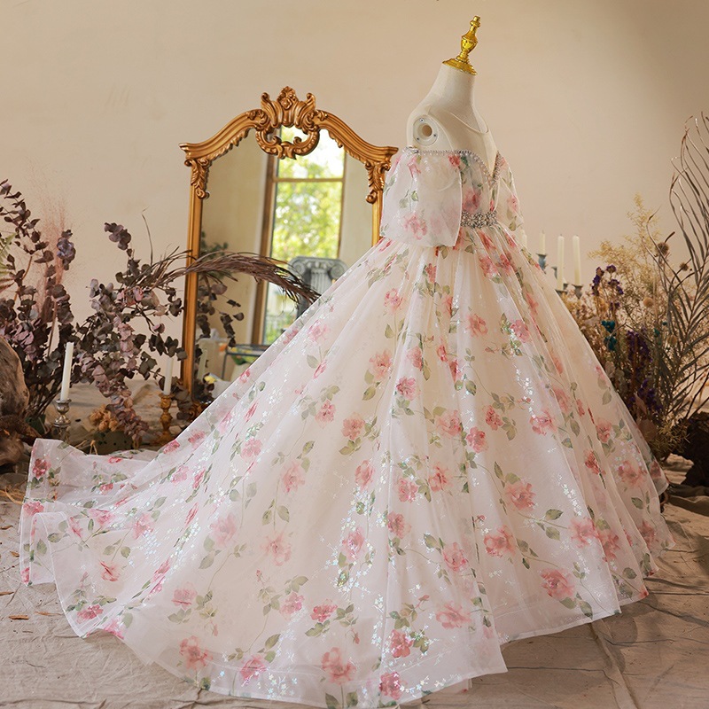 Flower Girl Dress Tulle Beading Appliqued girl Pageant Dresses For Girls ball gown First holy Communion Dresses Kids Wear