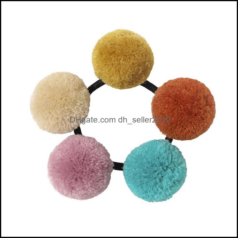 Pony Tails Holder Pony Tails Holder Sweet Five Colored Ball Head Rope Women Hairtie Elastic Hair Rubber Band Cute Headwear Thick Pony Dhmeu