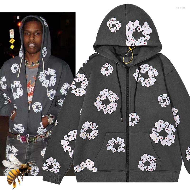 Men's Hoodies Casual Men Women ASAP Demin Tear Zip Cardigan Hoodie Jacket Snowflake Diamond Plus Fleece Sweater
Men's Hoodies Casual Men Women ASAP Demin Tear Zip Cardigan Hoodie Jacket Snowflake Diamond Plus Fleece Sweater