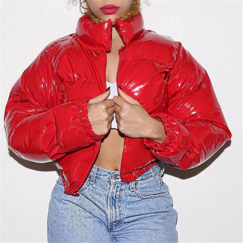 Womens Down Parkas hirigin Winter Down Jacket Women Neon Color Cropped Puffer Jacket Parkas Outwear Thick Bubble Coat Fashion Streetwear 220920