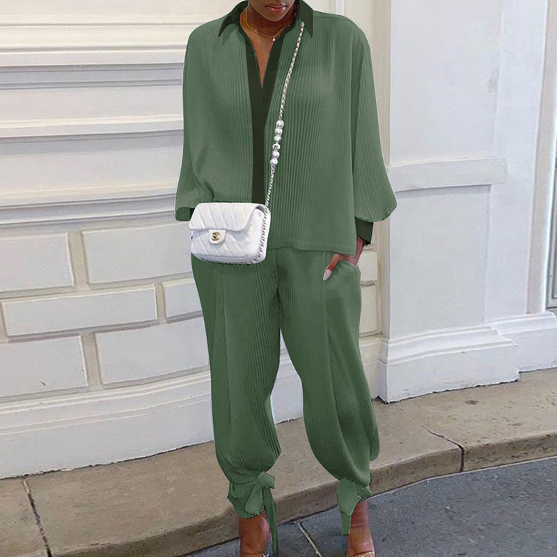 Women's Two Piece Pants Set Top And Tracksuits Casual Solid Suit Long Sleeve Loose Ropa Mujer 220919