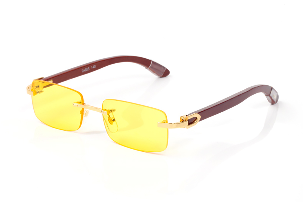Square Mens Sunglasses Designer Women Eyeglasses Metal Carti Logo Design Gold Red Mirror Anti-UV Wood Buffalo Horn Glasses Discoloration Lens Lunettes Customized