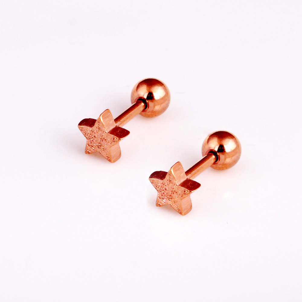 Scrub Star Screwback Stud Earrings Jewelry Stainless Steel Gold Plated Ear Bone Nail Earrings for Women Girl Safe Sleeping Without Picking