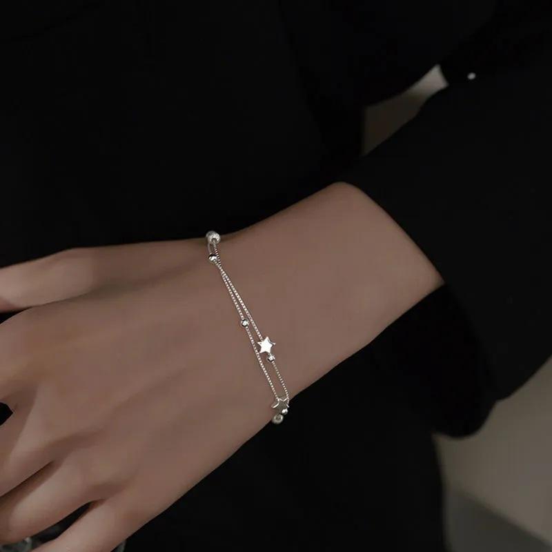 Silver Double Layer Star Ball Beads Charm Bracelet Classic Simple Fashion Bracelet Women Jewelry
Silver Double Layer Star Ball Beads Charm Bracelet Classic Simple Fashion Bracelet Women Jewelry