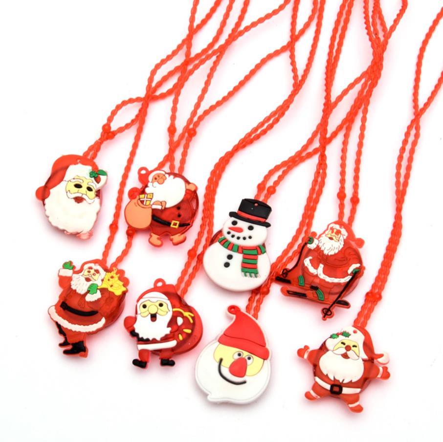 Christmas LED Light Up Necklace Jewelry Acrylic beaded Kids Adults Flashing Party Favors Blinking Cartoon Festival Stocking Gift