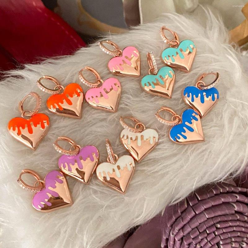 Dangle Earrings Enamel Dripping Heart Charm Earring Rose Gold Color Pastel Colorful Fashion Female Jewelry
Dangle Earrings Enamel Dripping Heart Charm Earring Rose Gold Color Pastel Colorful Fashion Female Jewelry
