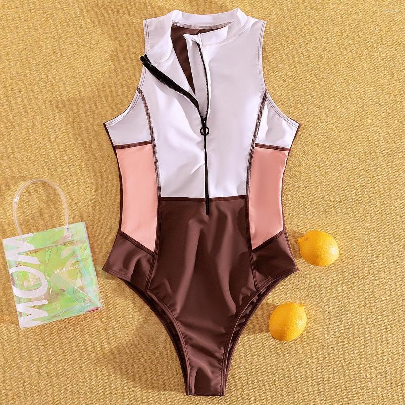 Women' Swimwear Sleeveless Vintage Retro Swimsuit Women' One Piece Colorblock Zipper High Neck Monokini Swimming Suit Female Surfing, As photo
Women' Swimwear Sleeveless Vintage Retro Swimsuit Women' One Piece Colorblock Zipper High Neck Monokini Swimming Suit Female Surfing, As photo