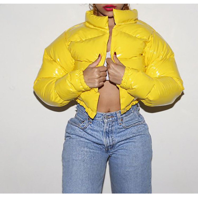 Womens Down Parkas hirigin Winter Down Jacket Women Neon Color Cropped Puffer Jacket Parkas Outwear Thick Bubble Coat Fashion Streetwear 220920