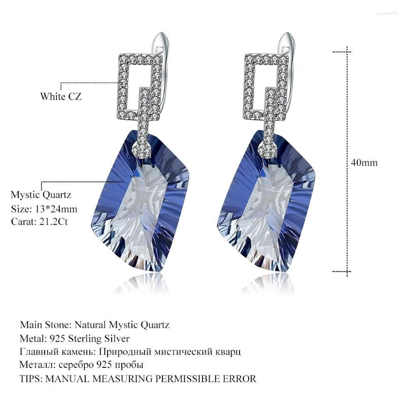 Dangle Earrings Gem's Ballet 925 Sterling Silver Earring 42.39Ct Natural Iolite Blue Mystic Quartz Gemstone Drop For Women Fine Jewelry