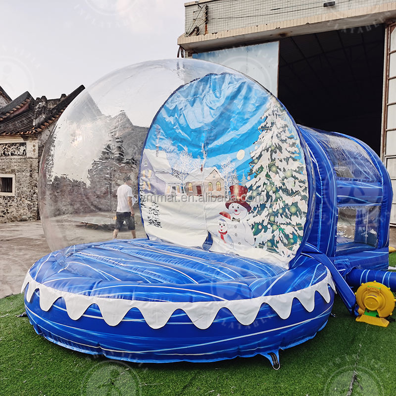 2022 Christmas Activities Giant Inflatable Snow Globe With Tunnel Inflatable Balloon X mas Decoration