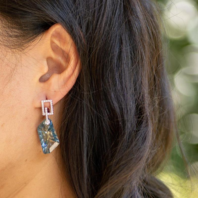 Dangle Earrings Gem's Ballet 925 Sterling Silver Earring 42.39Ct Natural Iolite Blue Mystic Quartz Gemstone Drop For Women Fine Jewelry